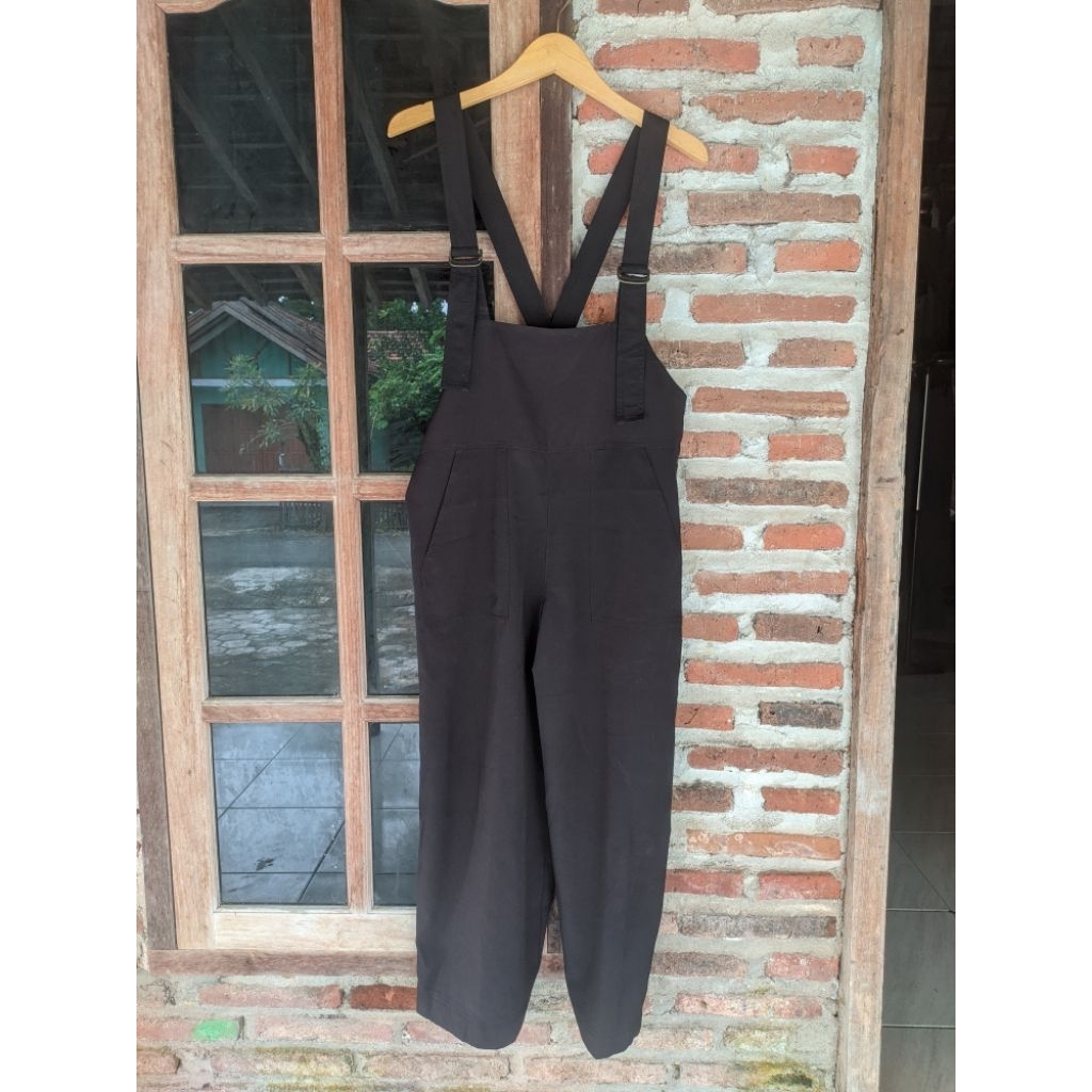 (Preloved) Overall Celana/Jumpsuit (JP) Hitam Katun