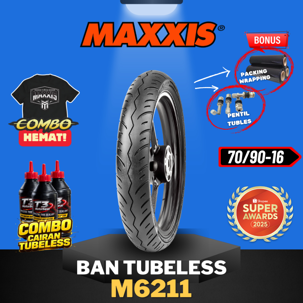 [READY COD] MAXXIS M6211 / M6212 70 - 90 - 16  / BAN MAXXIS 70/90-16 / 70-90-16 TUBELESS BAN LUAR / 