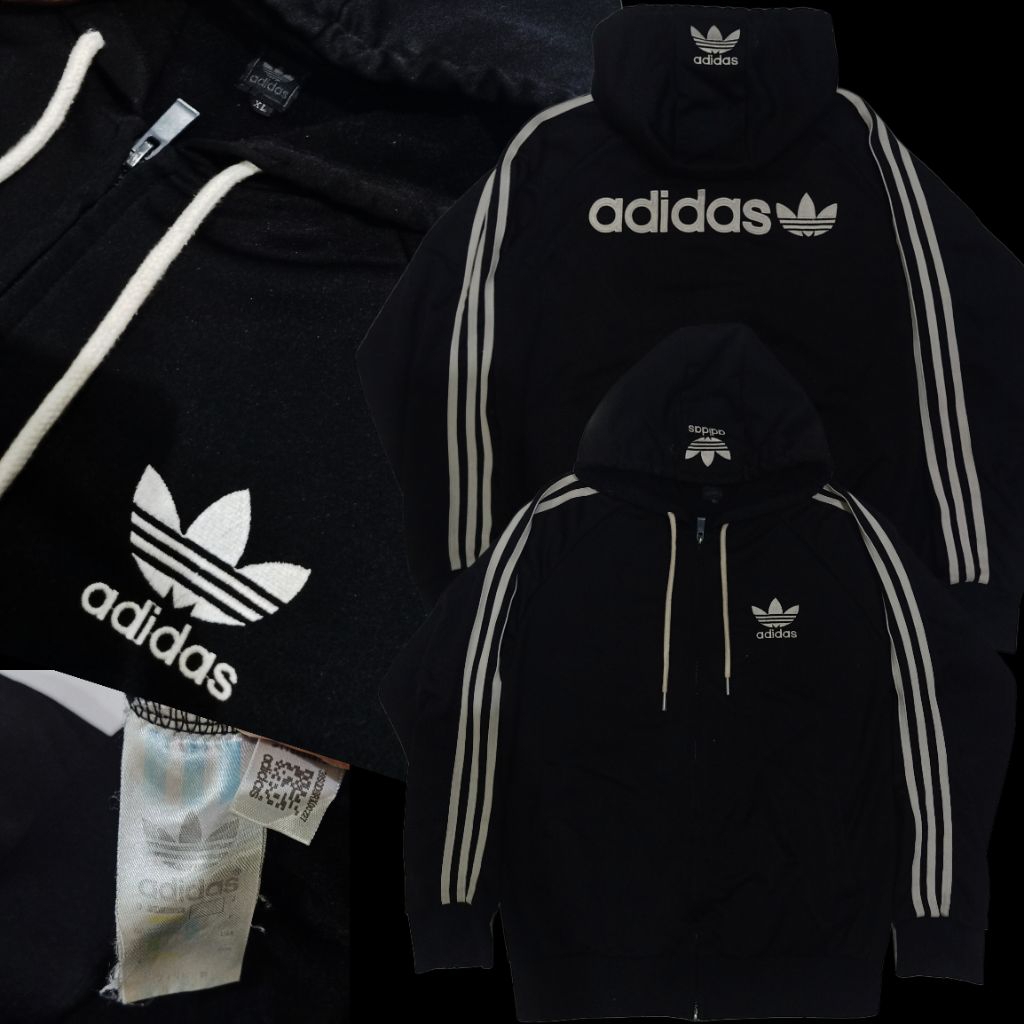 ORIGINAL HOODIE ADIDAS 3 STRIPES (FULL TAG & BARCODE) #BLACK RETRO #jaketadidas #adidasoriginal #jak