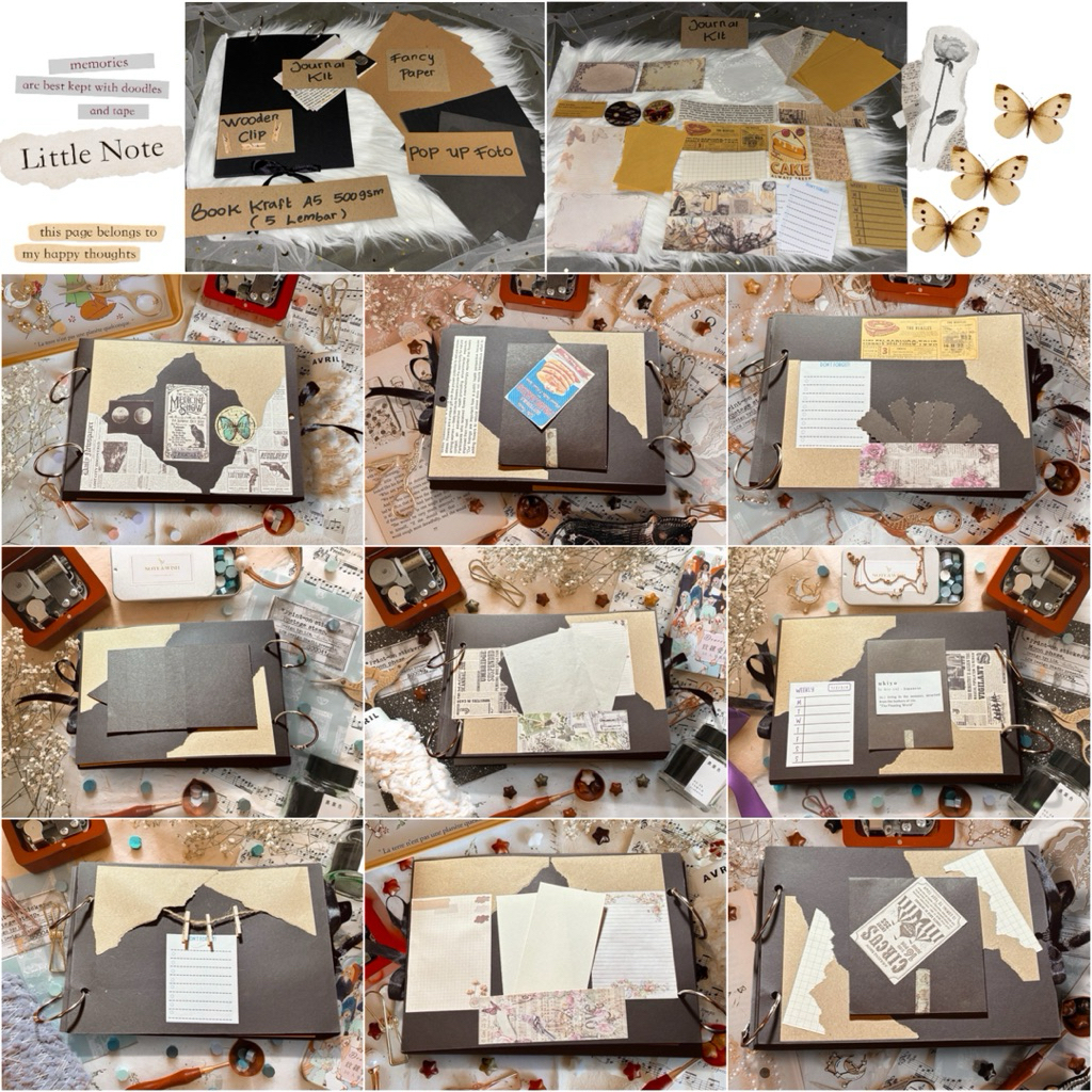 SCRAPBOOK ALBUM AESTHETIC BLACK BISA CUSTOM FOTO, SUDAH DENGAN DEKORASI DAN POP UP UNTUK HADIAH ULAN