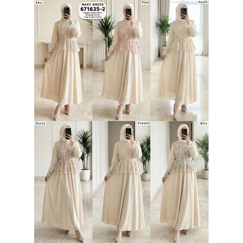 Real pic ORIGINAL dan TERMURAH Maxi Dress Brukat Mewah PREMIUM Butik / Gamis cotton PREMIUM Butik / 
