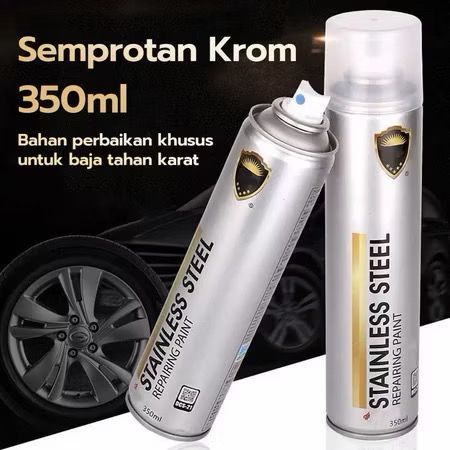 350 ML Cat Semprot Chrome Sapporo Chrome Spray Paint Anti Karat Warna Stainless Tahan Panas Leheran 