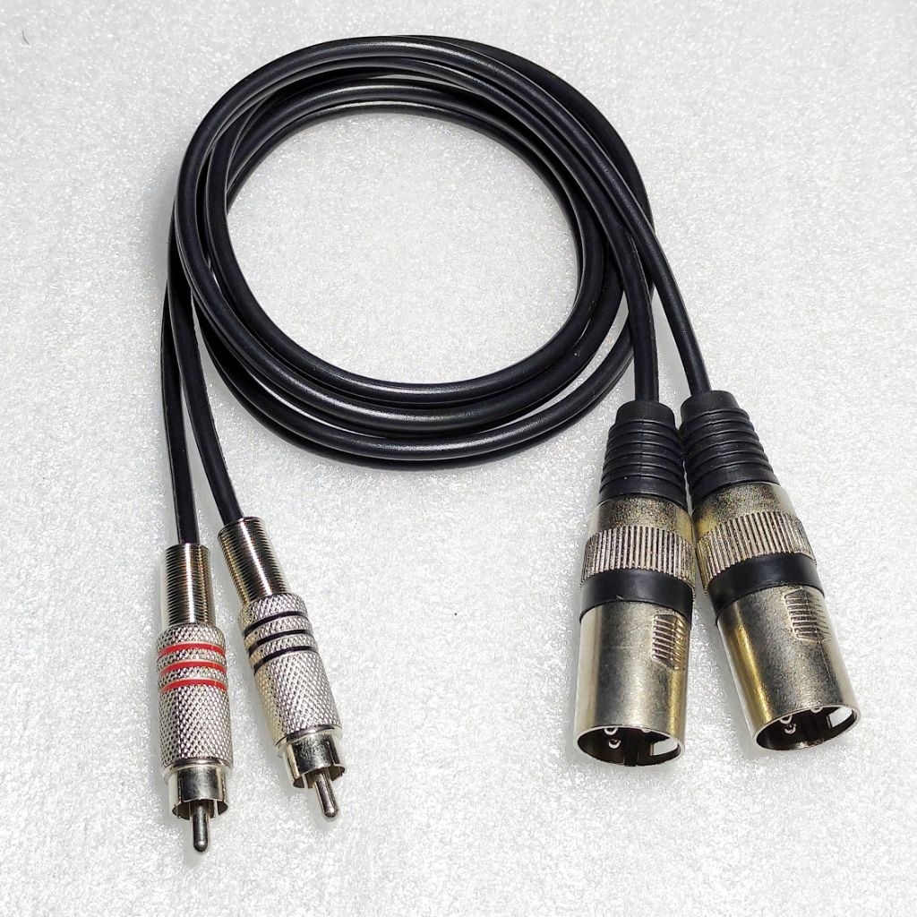 Kabel Input Dobel 2-2 Jek RCA Besi To Jek XLR Canon Male Panjang 1 Meter