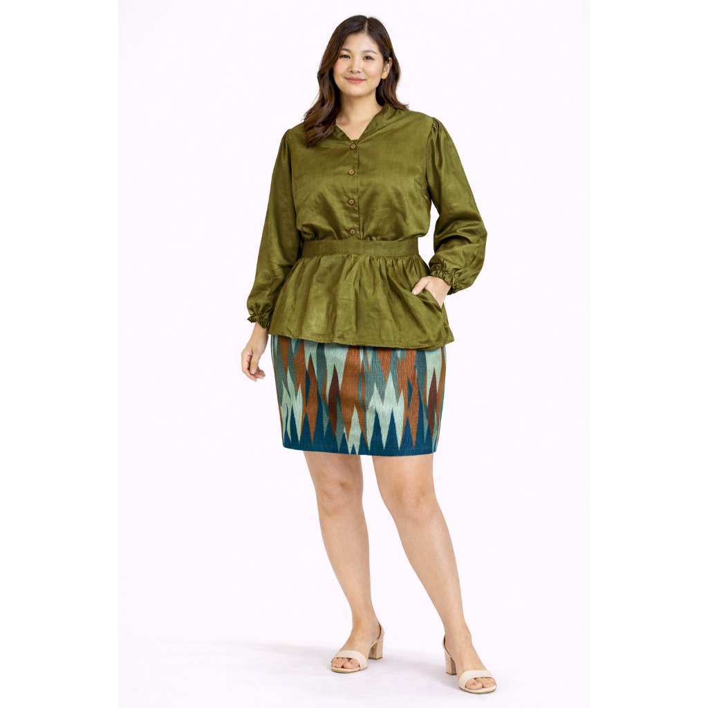 ST-AR01 Cantika Signature Peplum Set Setelan Kemeja kerja dan andro span mini Bahan adem nyaman teba