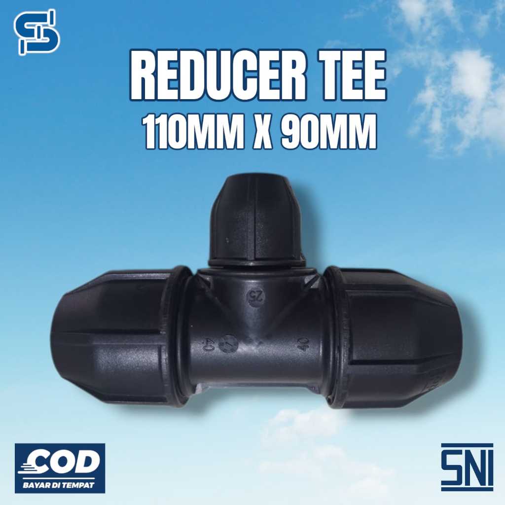 SAMBUNGAN PIPA HDPE REDUCER TEE 110MM X 90MM ATAU REDUCER TEE 4 INCH X 3 INCH