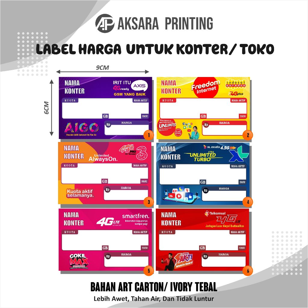 Voucher Harga Konter Label Harga Konter Display Harga Etalase Konter Stiker Konter Model Landscape