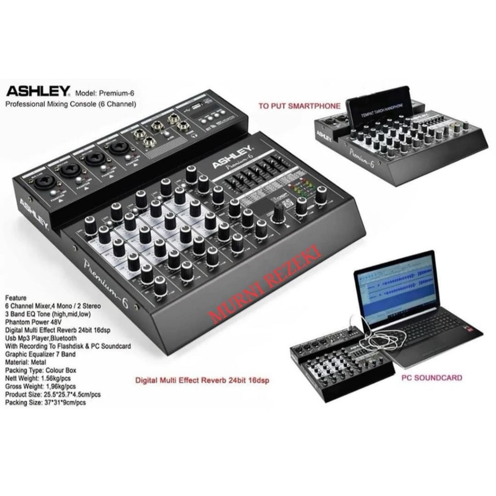 MIXER ASHLEY PREMIUM 6 CHANEL BLUETOTH 99 EFEK DSP