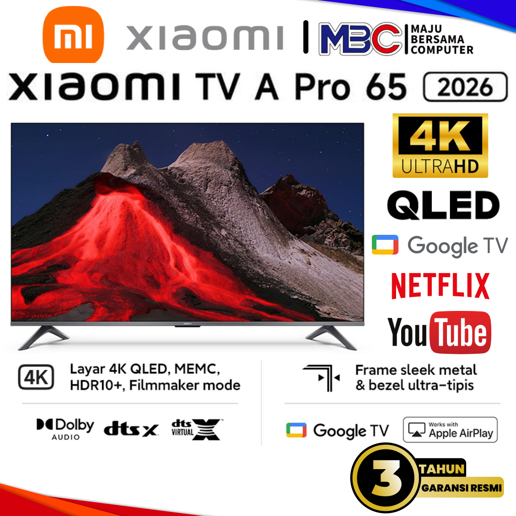 Xiaomi TV A Pro 65 2026 QLED 4K UHD 65 Inch Google TV Ultra HD - Mi Smart TV Digital Series 65 inch 
