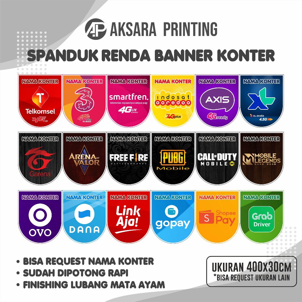 Model Oval Banner Konter Renda Konter Flag Banner Spanduk Konter Spanduk Renda Konter