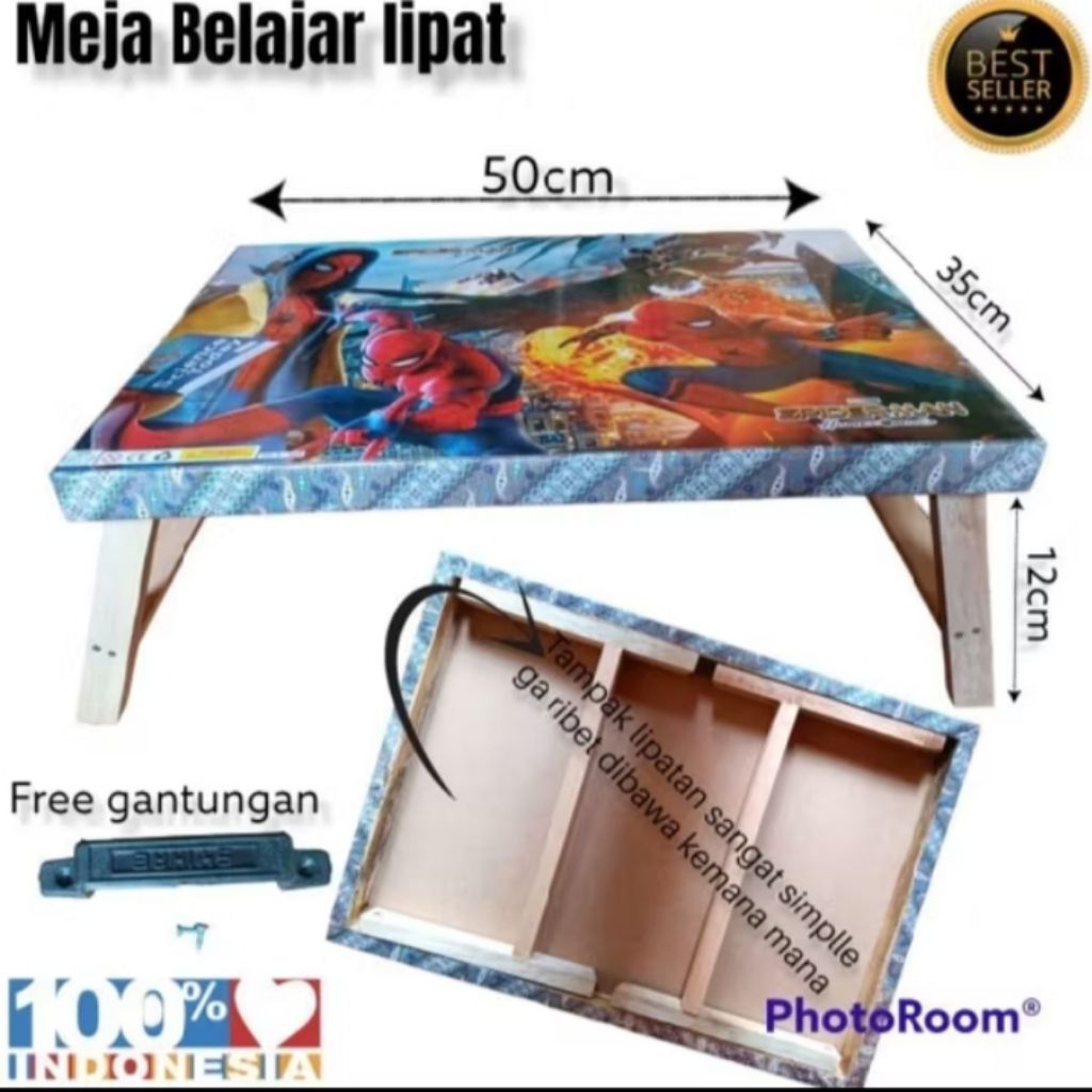 Meja Belajar Lipat Kayu Karakter Anak Sekolah