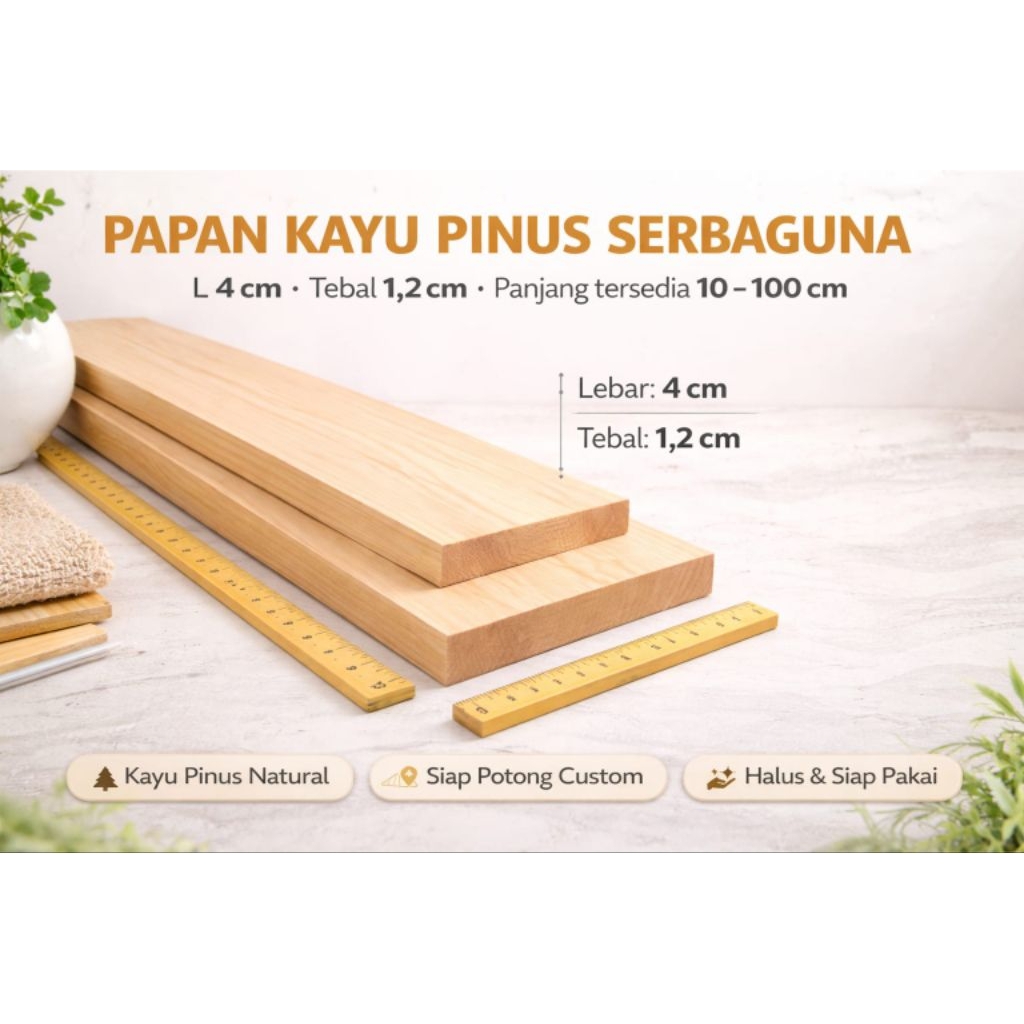 Papan jati belanda  lebar 4 cm tebal 1,2 cm/papan kayu pinus/papan bahan kerajinan/papan ambalan