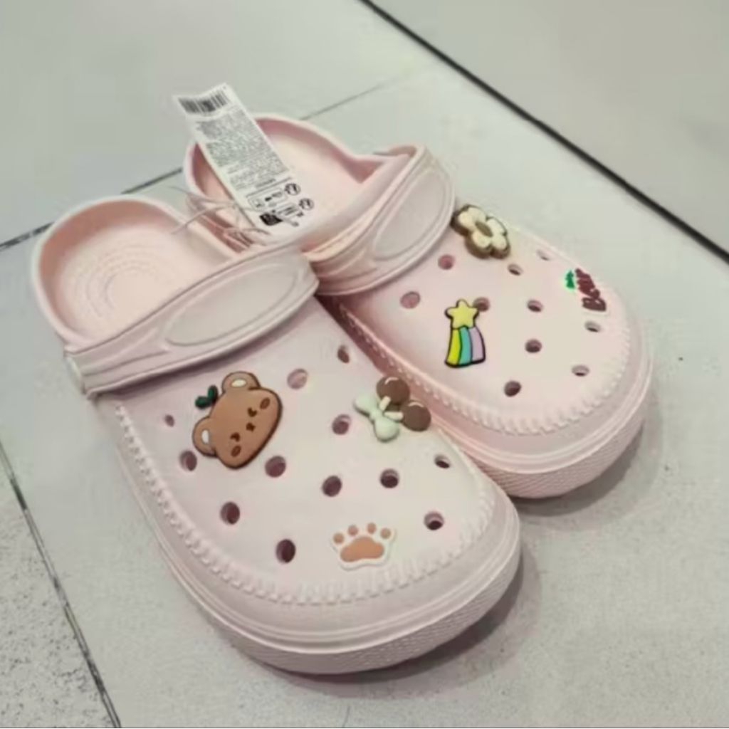 MINISO SANDAL WANITA BEAR CUSHION WOMEN SLIPPERS WOMEN'S SLIPPER CROCS CLOG CLOGS BERUANG SENDAL BAI