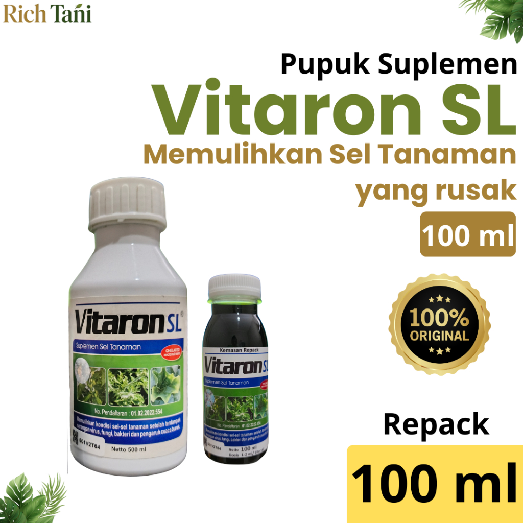 Suplemen Tanaman Vitaron SL kemasan repack 100 ml – Mempercepat Pemulihan sel Tanaman akibat seranga