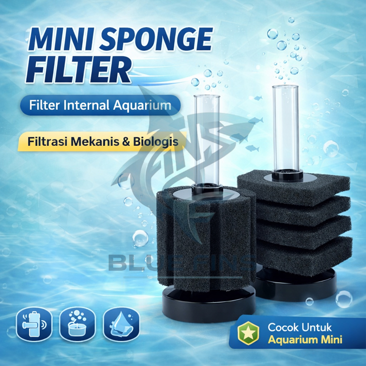 Mini Sponge Filter Bio Foam Aquarium Kecil - Media Filter Biologis Penjernih Air Soliter
