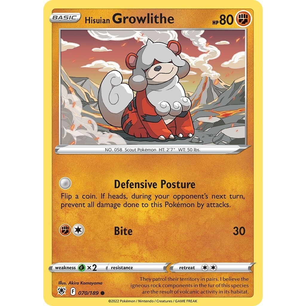 Tcg Pokemon Hisuian Growlithe Common 2022 AsR