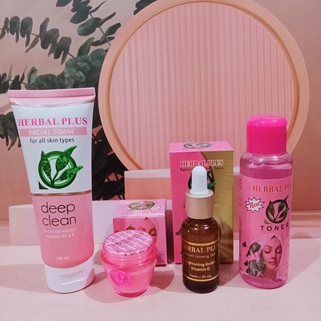 Bundle 4in1 Herbal Plus Lightening Cream Original Bpom ( Cream, Sabun, Toner , Serum )