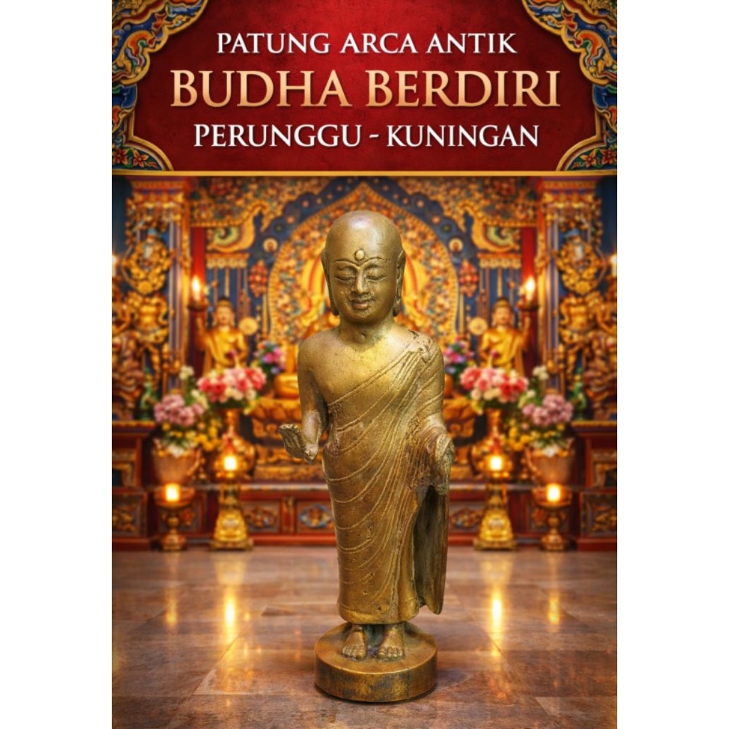 PATUNG ARCA BUDHA POSISI BERDIRI ANTIK PERUNGGU/KUNINGAN