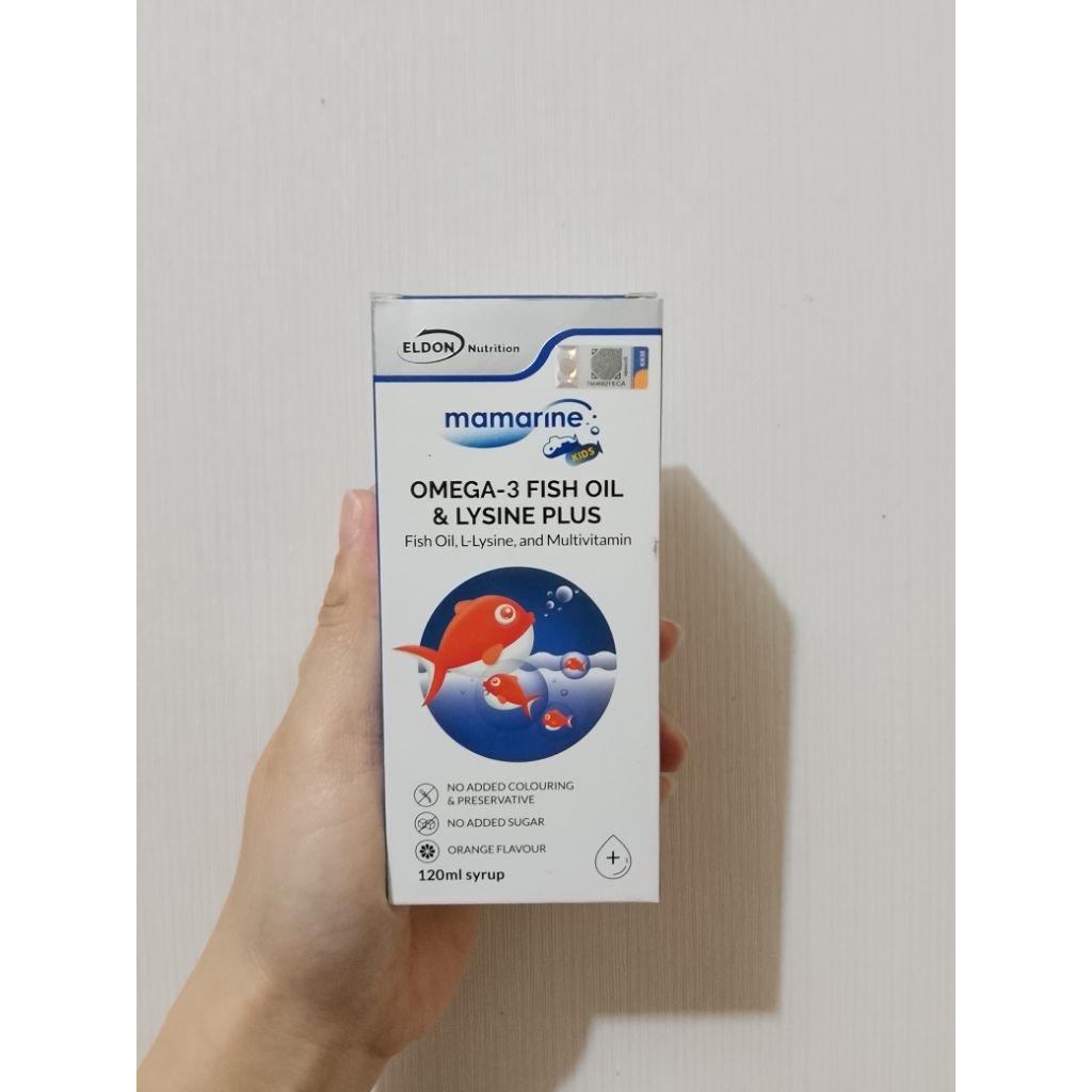 Mamarine Omega3 Fish Oil n Lysine Plus 120ml original Malaysia