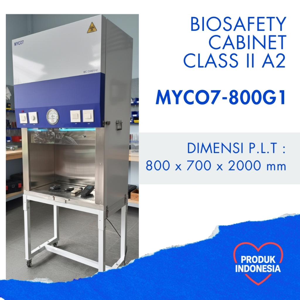 Biosafety Cabinet BSC Class II A2 MYCO7-800G1 – 80cm - Lemari Biosafety Galvanized Powder Coating