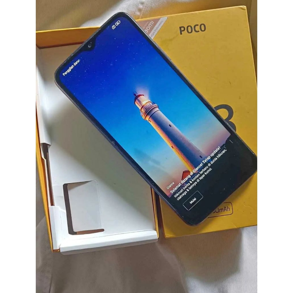 Poco M3 ram 6/128 kondisi normal fullset handphone second berkualitas