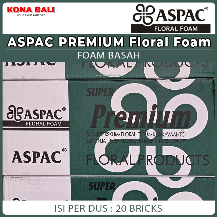 ASPAC Premium Floral Foam Super 1 Dus isi 20 Bricks | Busa Bunga Basah Berkualitas | Kona Bali Flori