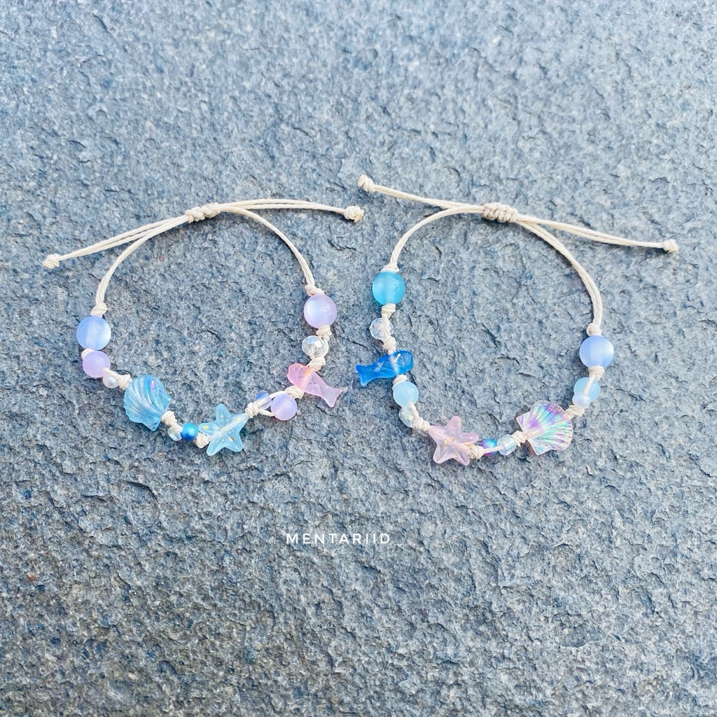 Rubi bracelet | gelang manik manik tema laut | gelang tali charm bintang laut