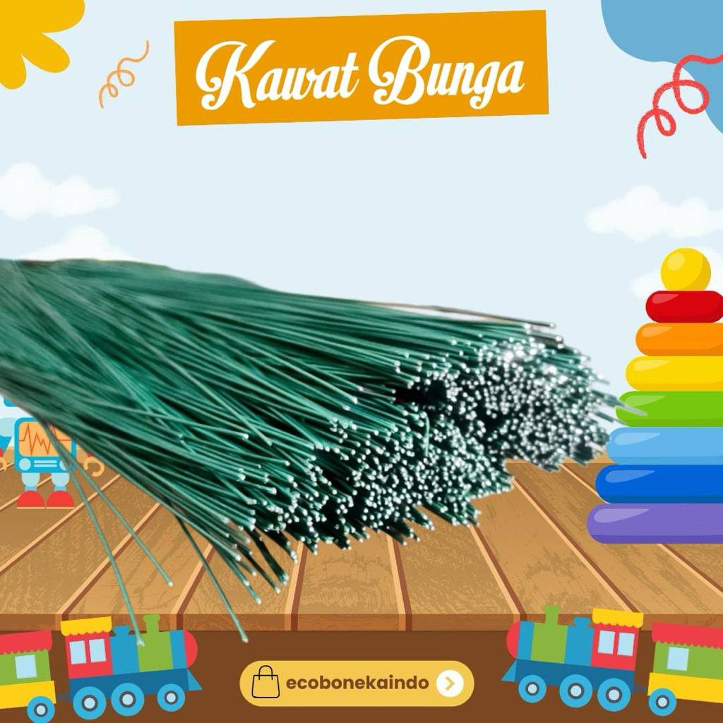 Kawat Bunga Kawat Tangkai Bunga 40 cm dawai tangkai kawat bunga mati tangkai hijau kawat import ecob