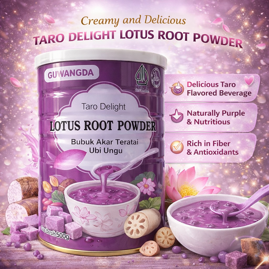 GUWANGDA - Lotus Root Powder Purple Potato Nut Lotus Root Soup Bubur Akar Teratai Oufen  500Gr /  Mi