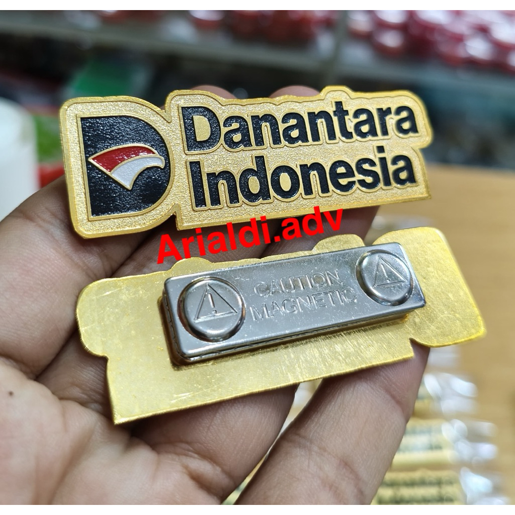 pin Danantara Indonesia kuningan eching disepuh emas magnet