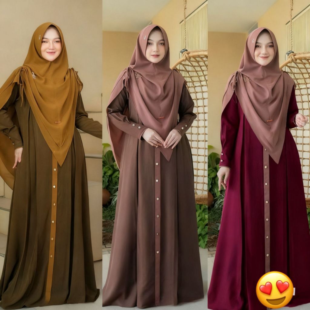 Gamis Baity Syar'i Set Khimar || Wiwi Amanah Store