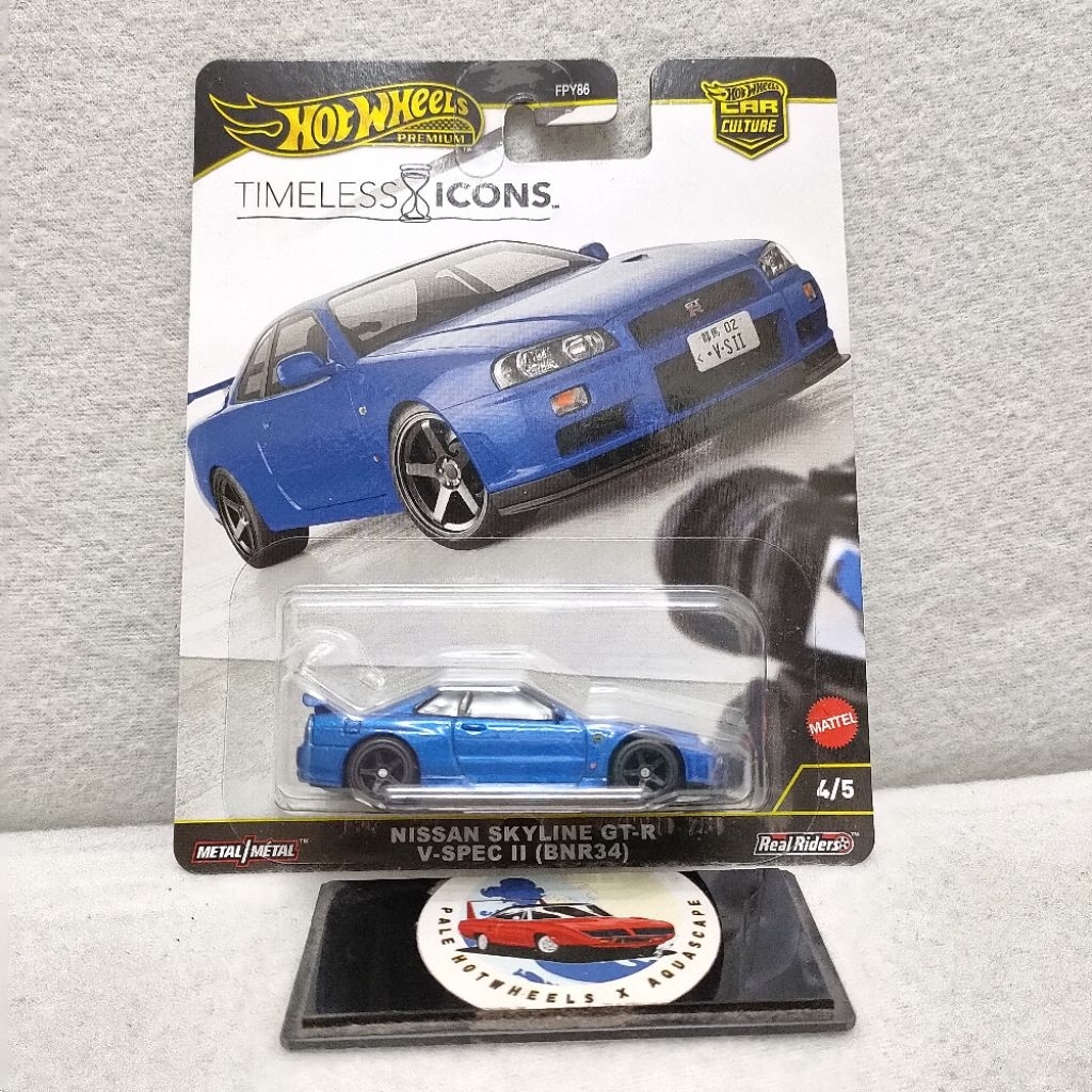 HOTWHEELS PREMIUM TIMELWSS ICONS NISSAN SKYLINE GTR R34  V SPEC (BNR34)