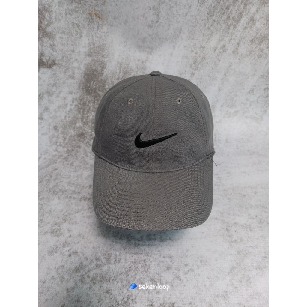 Topi Nike Basic Swoosh Grey Abu Original Second Preloved Murah build up