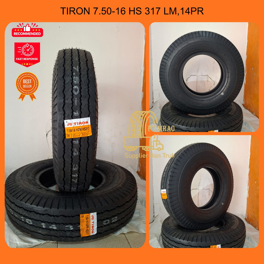 BAN TRUK BENANG (BIAS) TIRON 7.50-16 HS 317 LM SET (KOMPLIT)