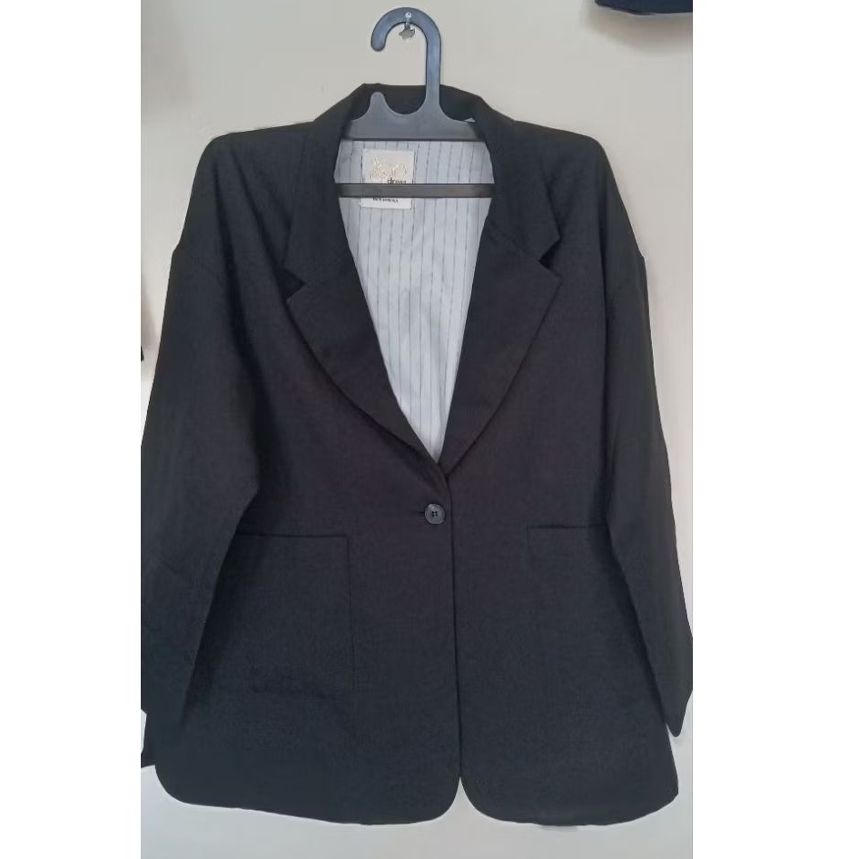 Blazer Hitam Oversize Wanita / Outer Jas Kerja Premium