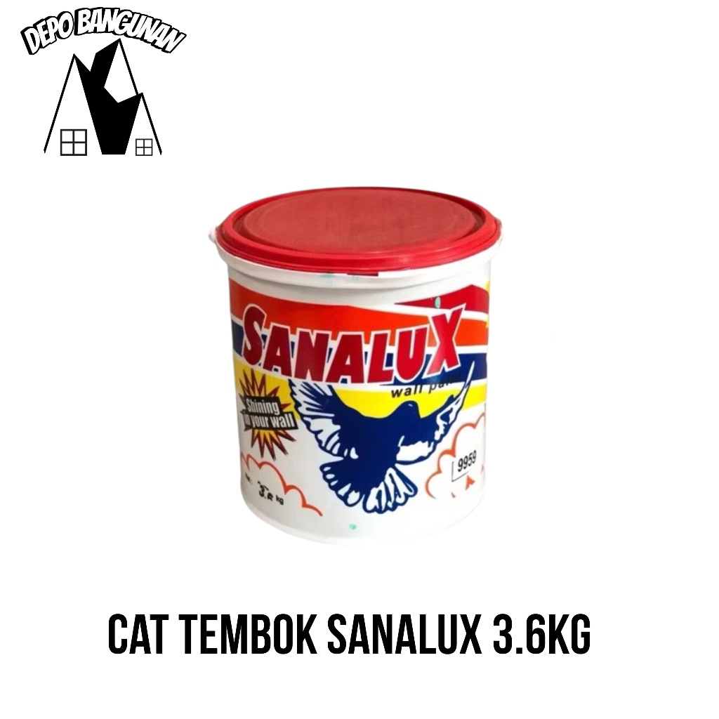 Cat Tembok Sanalux 3.6kg 5kg Cat Dinding Air Rumah Putih Warna Kuning Biru Cream Pink Hijau Custom