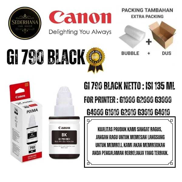 Tinta Canon Original Gi-790 For Printer G3010 G4000 G4010