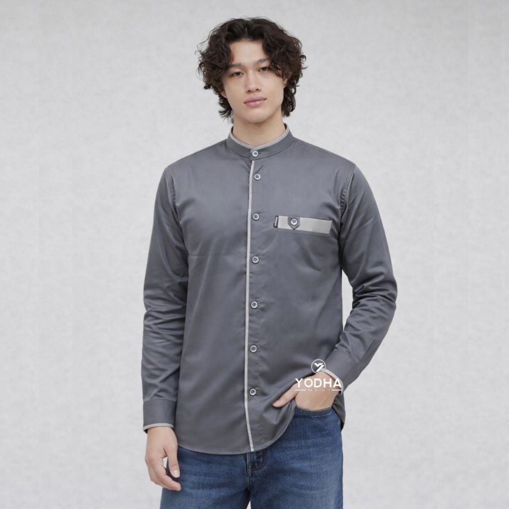BAJU KOKO PRIA PUTIH KEMKO LIST POLOS PRIA PANJANG BAJU KOKO DEWASA BASIC SHANGHAI SERAGAM PONDOK