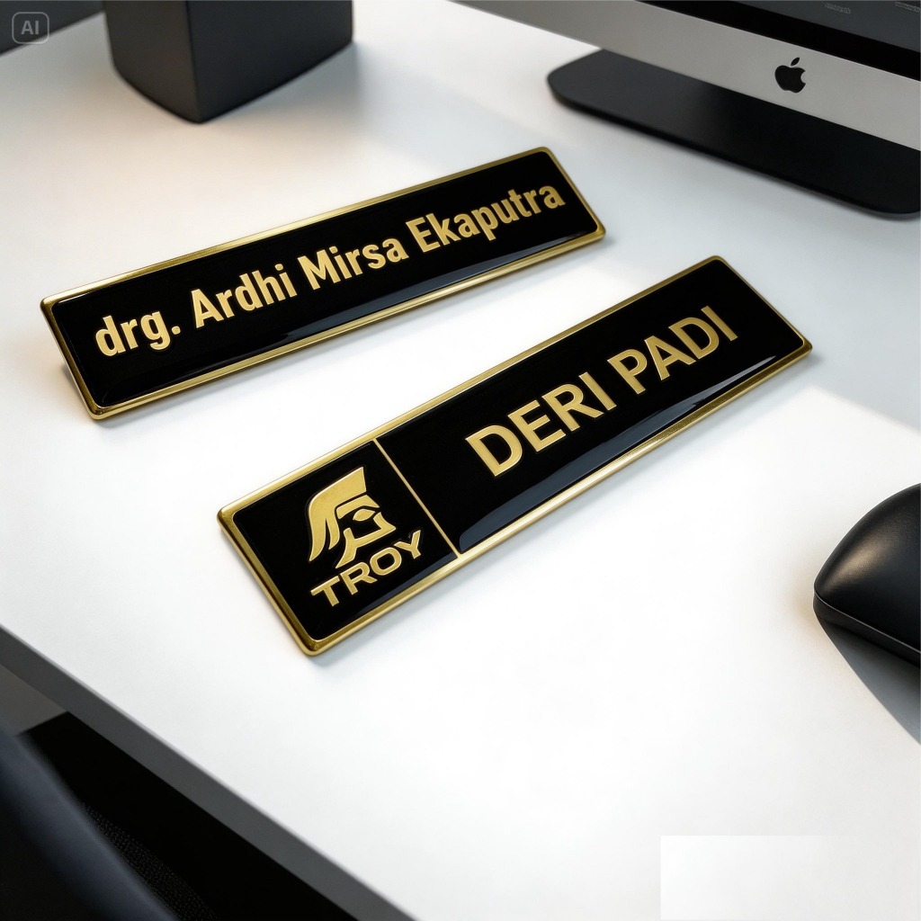 Nama dada kuningan/nametag kuningan /papan nama kuningan/pin nama