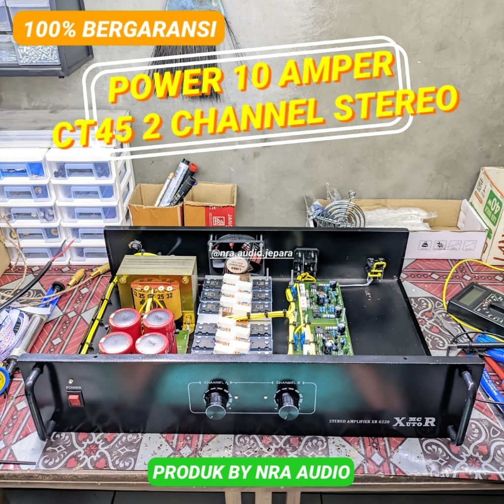 POWER 10 AMPER CT45 2 CHANNEL RAKITAN SPEK KANAN KIRI STEREO POWER RUMAHAN RAKITAN POWER AMPLIFIER M