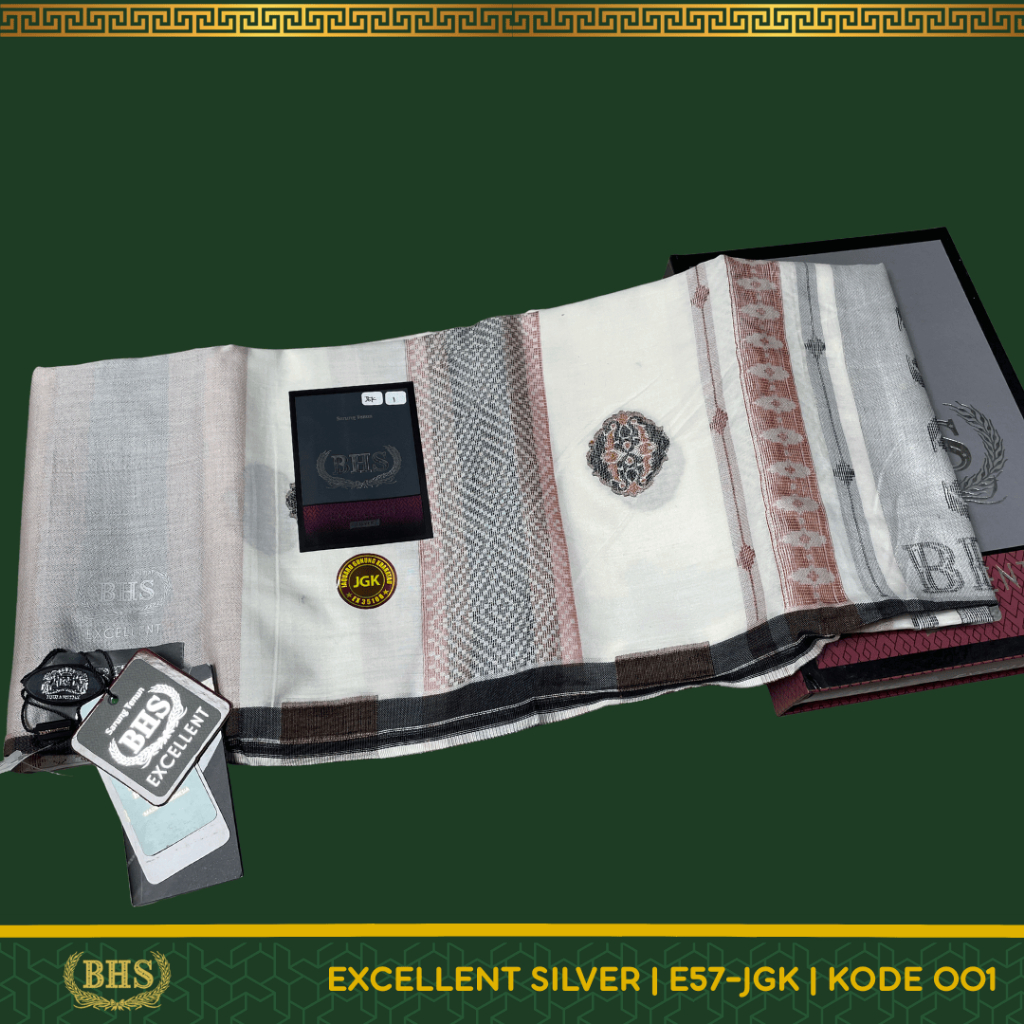 Sarung BHS Excellent SILVER Motif E57 JGK Jacquard Gunung Karakatau Bahan Mercerized Cotton Halus da