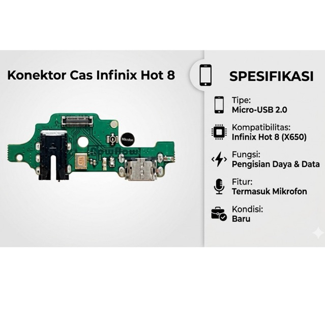 FLEXIBEL KONEKTOR CHARGER CON CAS TC INFINIX HOT 8 X650 FLEXIBLE MIC