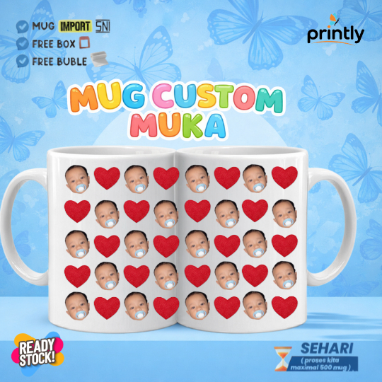 MUG CUSTOM MUKA LUCU /  KARIKATUR /  ANIMASI / MUG CUSTOM FOTO / MURAH / FREE DESIGN