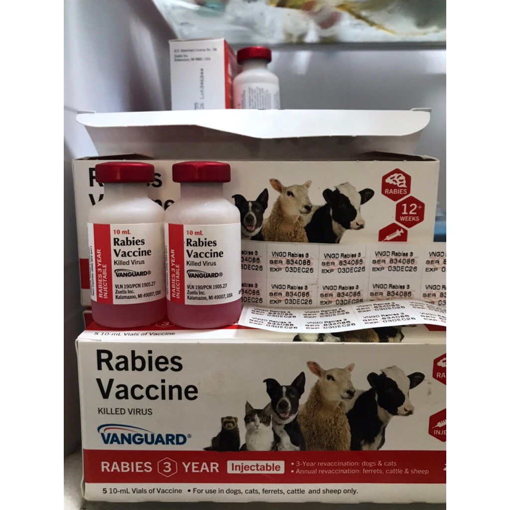 vaksin Rabies Vanguard 3Y (10 dosis) untuk 10 ekor exp. Des 2026