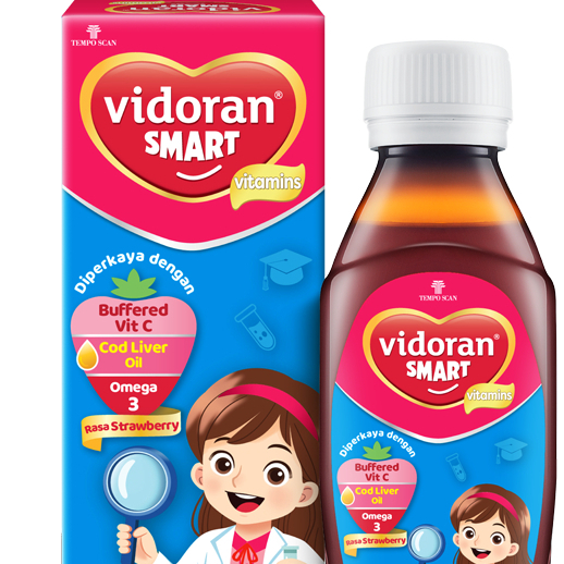 Sirup Vitamin Anak Vidoran Smart Rasa Strawberry 100 ml - Nutrisi Otak, DHA, Vitamin B Kompleks