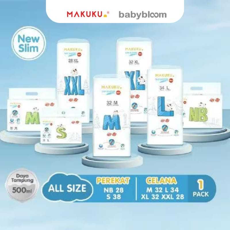 MAKUKU SLIM DIAPERS NB/S/M/L/XL/XXL(TAPE/PANTS)
