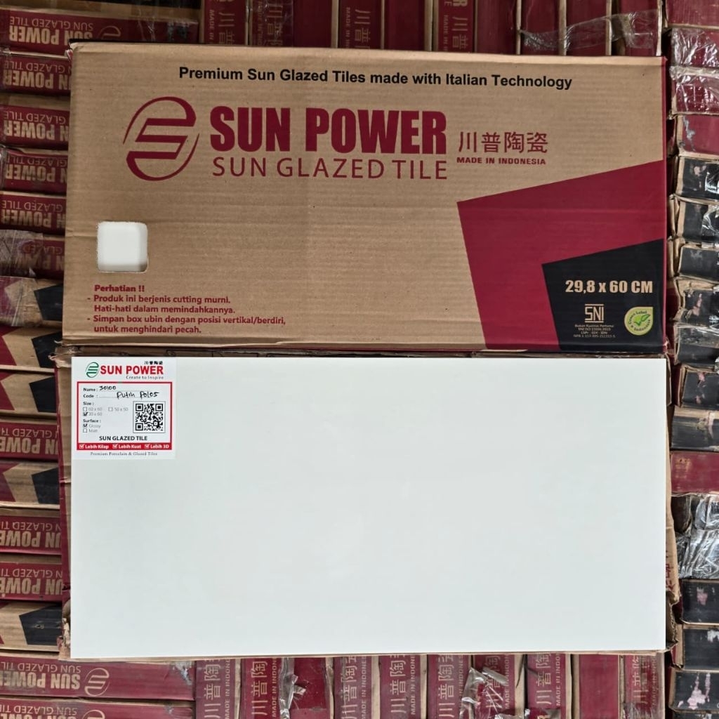 Keramik Dingding Cutting 30x60 Glossy White || Sun Power