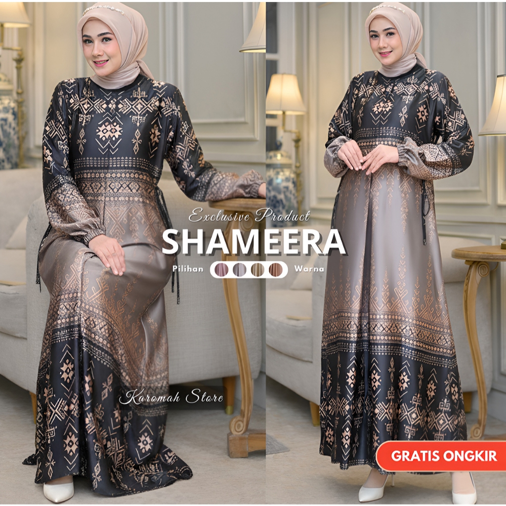 Baju Gamis Syamira Busui Bahan Silky Premium Motif Bunga Kecil Ukuran Jumbo Ld 120 Terbaru Murah