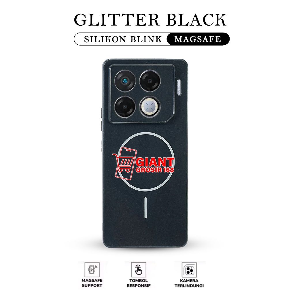 Case Magsafe for Infinix GT 10 Pro Infinix GT 20 Pro Candy Glitter Black Case Magsafe Magnetic MAG12