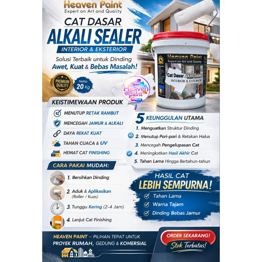 Cat Dasar Alkalisealer Interior & Exterior | cat dasar tembok 20kg,5KG.