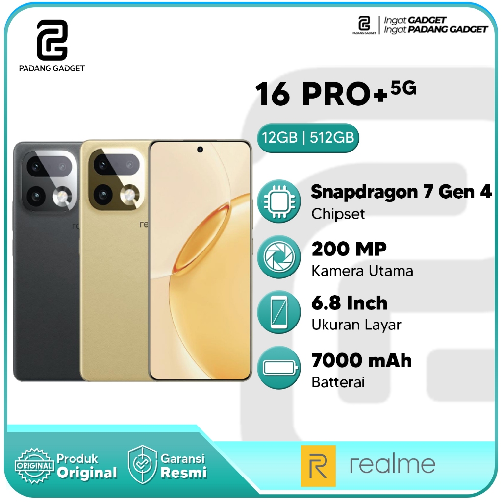 Realme 16 Pro+ 5G 12+14GB/512GB Hp Android Smartphone Original Baru Garansi Resmi